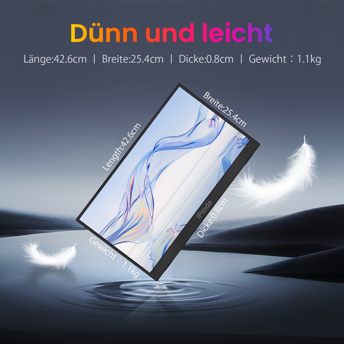 18,5 Inch Draagbare Monitor – Portable Scherm – Extern Display – Extra Beeldscherm – Ultradun Scherm – 120Hz Verversing – 100% sRGB Kleurweergave