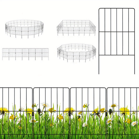 tuinhek – tuinafscheiding – tuinomheining – perkhek – dierenafscheiding – 25-delige set – roestvrij staal – 8,23 meter totaal lengte
