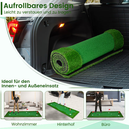 Golf Putting Green – Golf Oefenmat – Putting Mat – Indoor Golf Set – Golf Trainingsmat – Professionele Kwaliteit – Inclusief 2 Golfballen en 3 Holes
