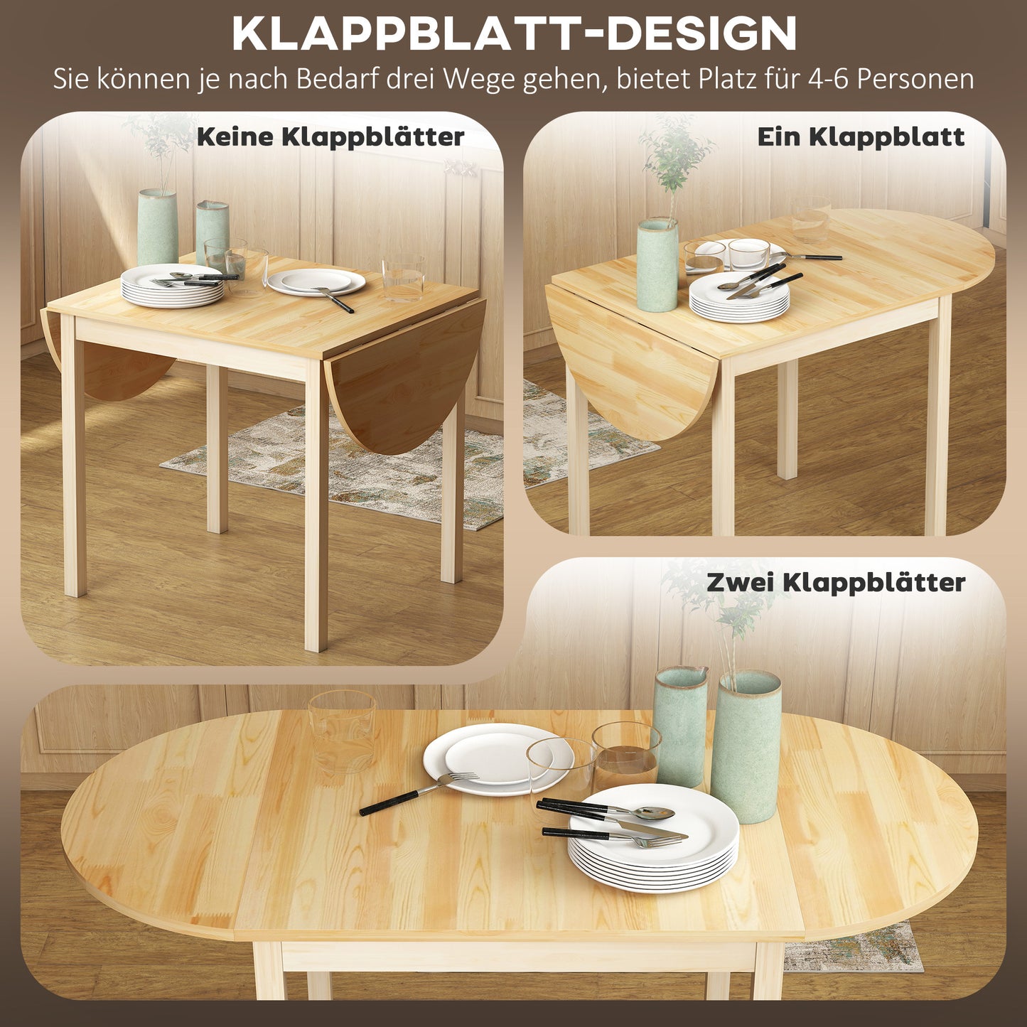 Eettafel – Klaptafel – Uitklapbare Tafel – Keukentafel – Inklapbare Eettafel – Massief Dennenhout – Ruimtebesparend 140x70x75 cm