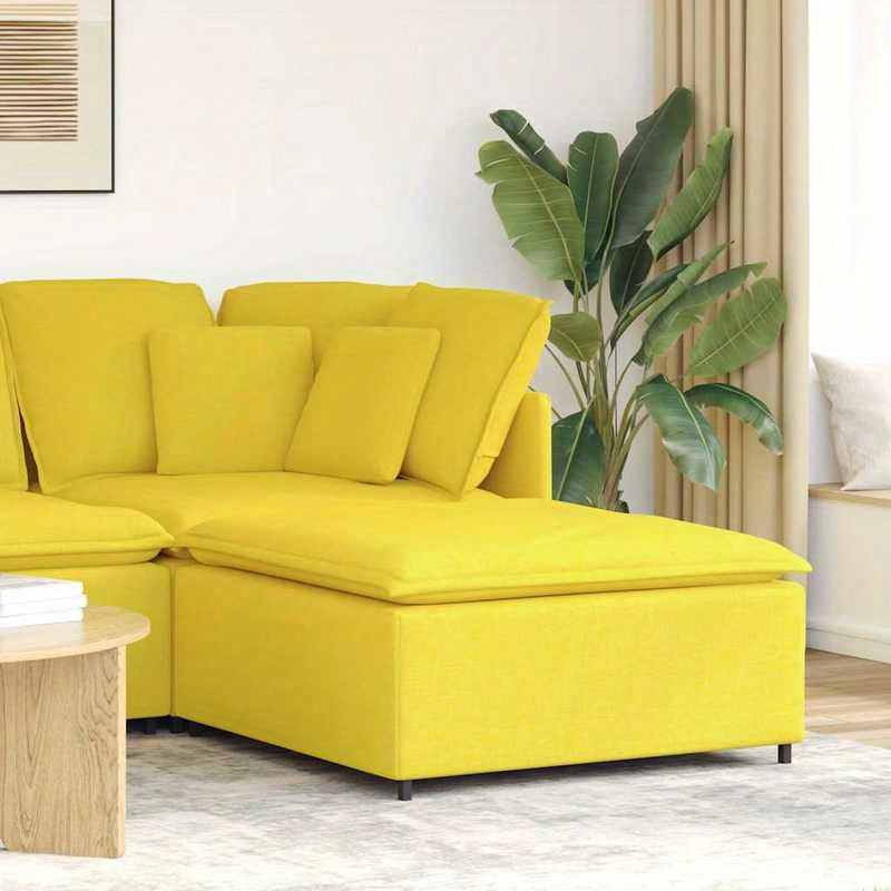 Voetbank – Poef – Hocker – Zithocker – Zitbank – Modular – Lichtgeel – 100x100x48 cm – Comfortabele Afmetingen – Onderhoudsvriendelijke Stof