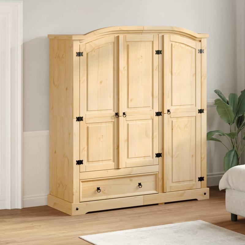 Modern Solid Pine Wood Wardrobe Cabinet with Oak - Large Freestanding Dresser, Easy Assembly, Spacious Storage (151.5x52x170cm / ≥3.2 cu m), Modern -Standing Armoire for Large Families & Bulk Clothing - Assembly Required)