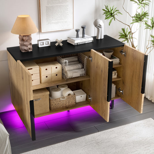 Dressoir – Sideboard – Opbergkast – Kast – Wandmeubel – Vintage Modern – Verstelbare Poten – Ruime Opbergruimte – Houtkleur