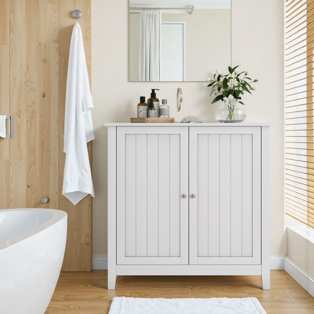 Dressoir – Opbergkast – Ladekast – Kast – Tv-meubel – Wit – Vloerstaand – Verstelbare Planken – Dubbele Deuren
