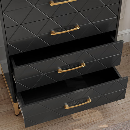 Ladekast – Nachtkastje – Kledingkast – Opbergkast – Kast Zwart – 4 Lades – Massief Hout & Metaal – Compact Hoogte Minder Dan 68,5 cm
