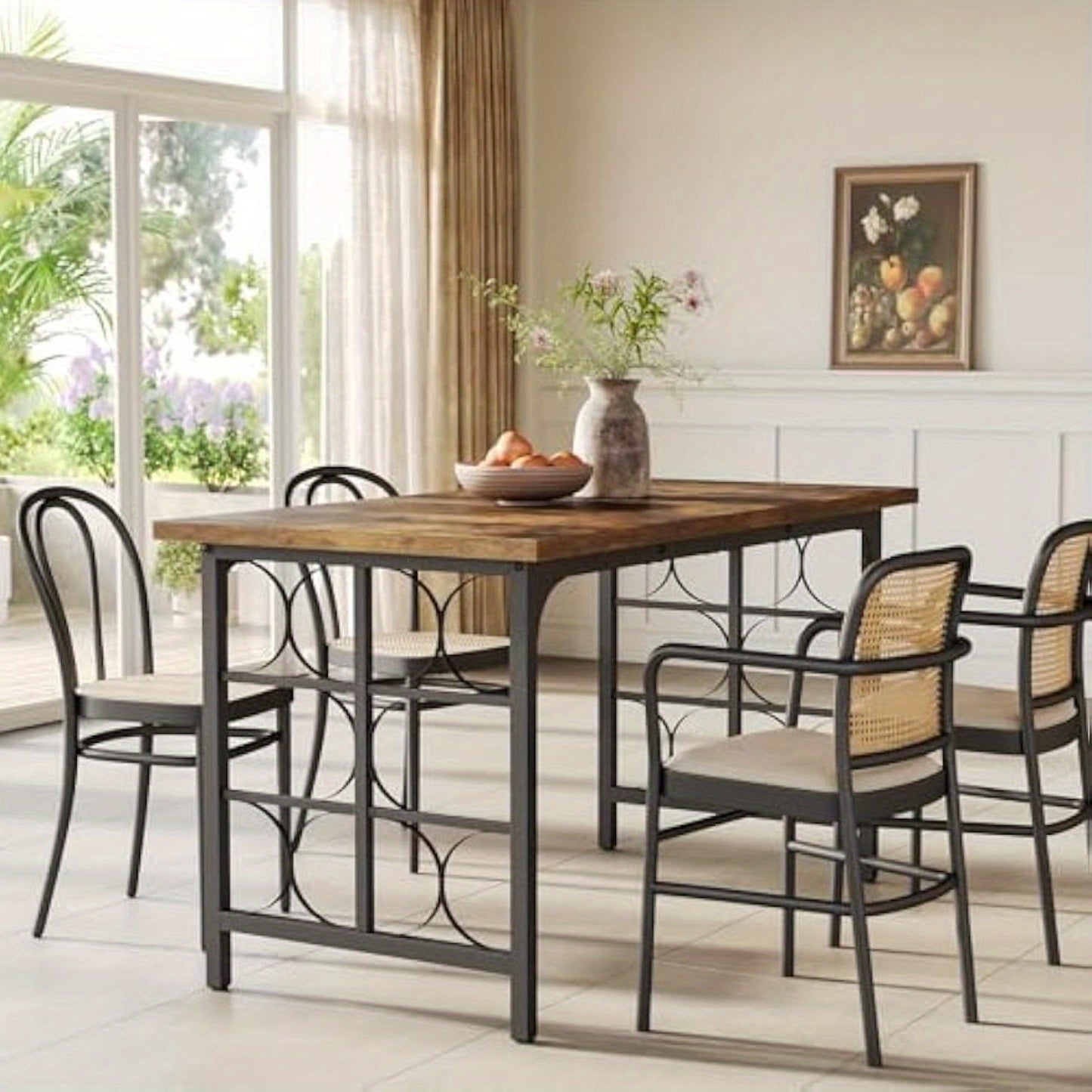 Eettafel – Eetkamertafel – Keukentafel – Tafel – Dinertafel – Industrieel Design – 138,9 cm – MDF & Spaanplaat – Snel te Monteren – Bruin – Stevig & Duurzaam
