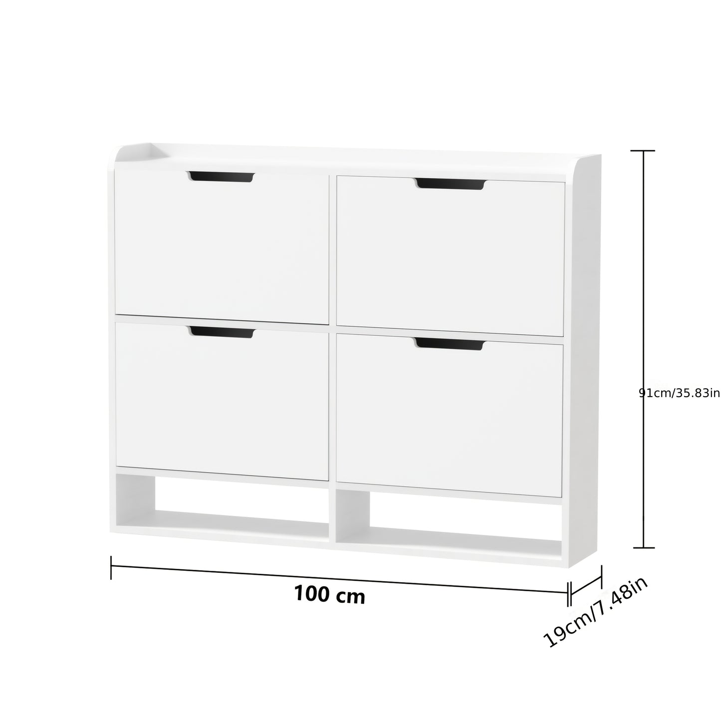 Schoenenkast – Schoenenopberger – Schoenenrek – Halmeubel – Schoenenkast Wit – 4 Lades – Flip-Top Ontwerp – MDF & Metaal – Ruimtebesparend – 16-24 Paar