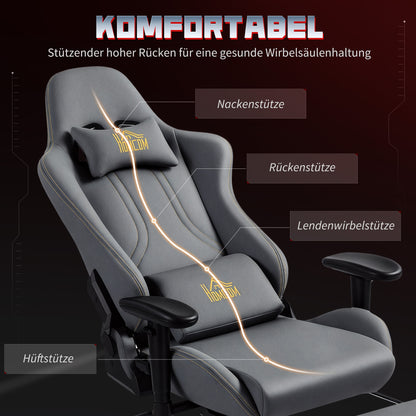 Gamingstoel – Gamestoel – Bureaustoel – Gaming Chair – Ergonomische Stoel – 3D Verstelbare Armleuningen – Verstelbare Lendensteun – 360° Draaibaar – Donkergrijs