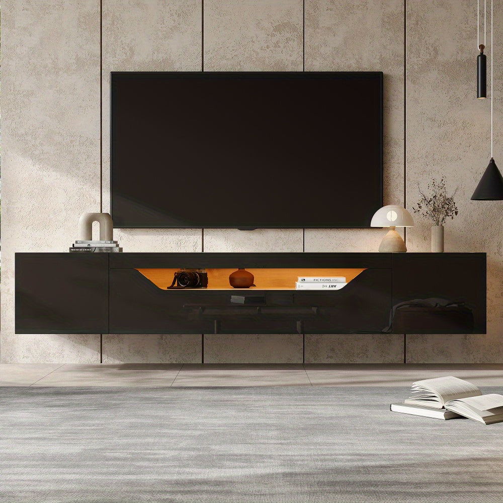 TV-Stand – TV-Meubel – Media Console – Entertainment Unit – TV-Kast – Mat Zwart – Geschikt voor TV’s tot 75 Inch – Extra Lang 180 cm