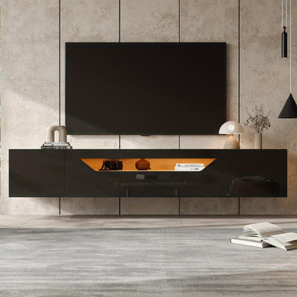 TV-Stand – TV-Meubel – Media Console – Entertainment Unit – TV-Kast – Mat Zwart – Geschikt voor TV’s tot 75 Inch – Extra Lang 180 cm