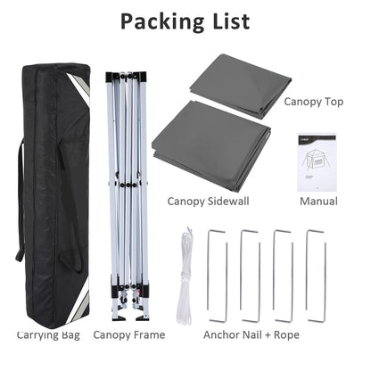 3x3m Pop-Up Canopy Tent with 4 Removable Side Walls Portable Commercial Instant Shelter Includes Carry Bag, Ropes, and Pegs Party Tent Ideal for Gardens, Festivals, Camping BBQs, Backyards, Weddings, Parties, and Outdoor Mark
