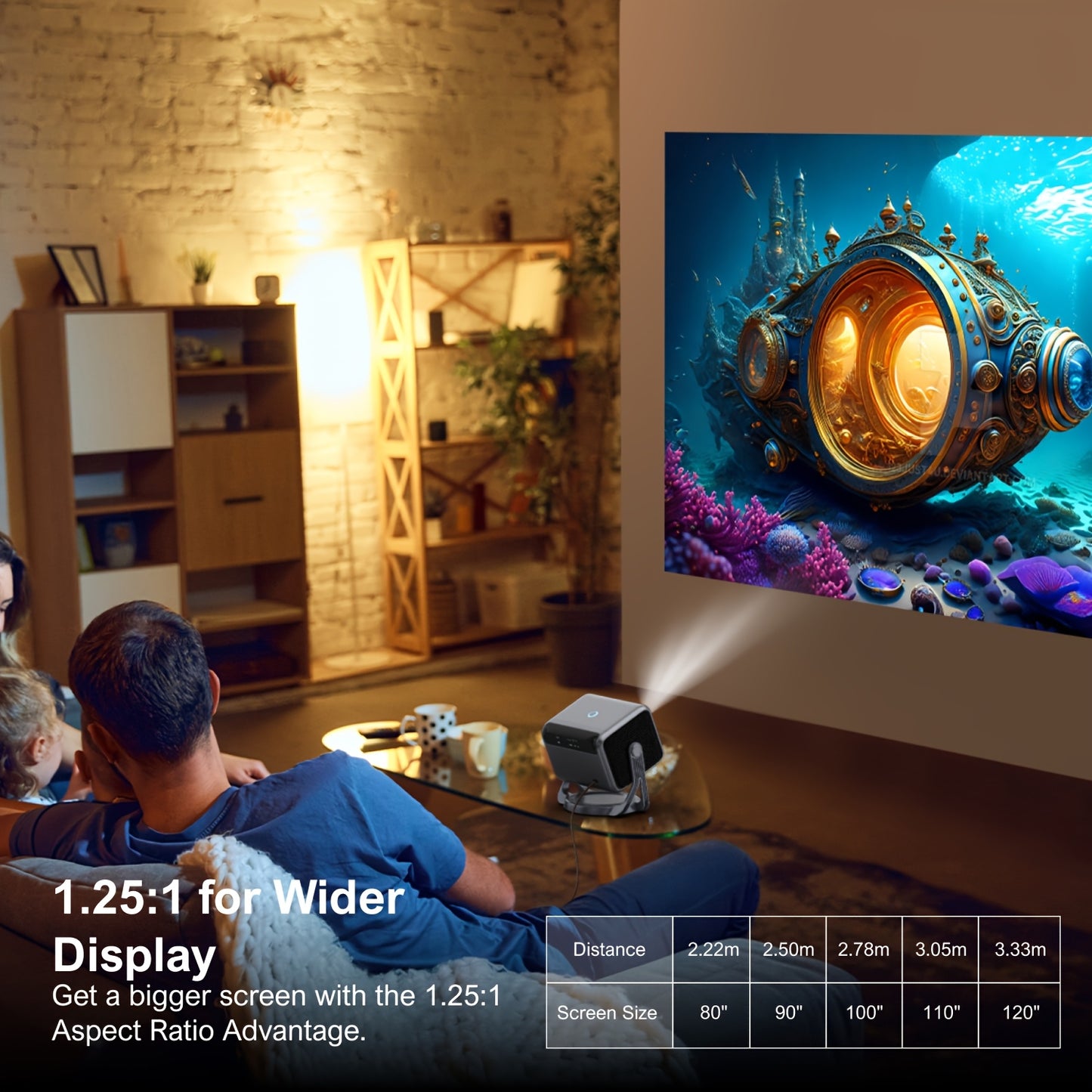 Projector – Beamer – Home Cinema – Multimedia Projector – Smart Projector – Native 1080p Resolutie – 600 ANSI Lumens – Android TV 11.0 – Automatische Keystone Correctie & PTZ Draaibaar
