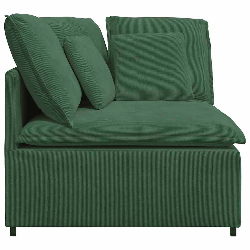 Hoekbank – Modulaire Bank – Loungebank – Sofa – Zithoek – Donkergroen – Corduroy Stof – Stevig Metalen Frame