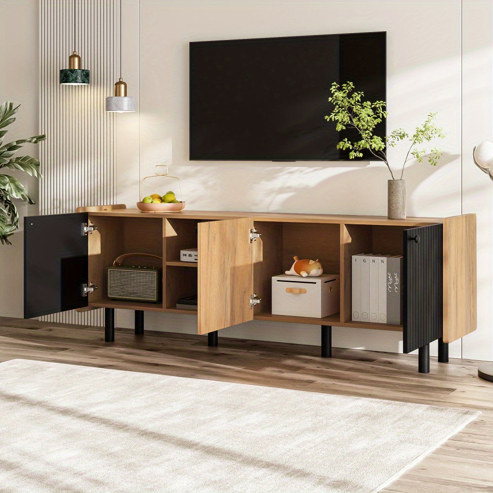 TV Meubel – TV Kast – Televisie Meubel – Mediameubel – Dressoir – Zwart met houtkleur – 160 cm breed – MDF materiaal