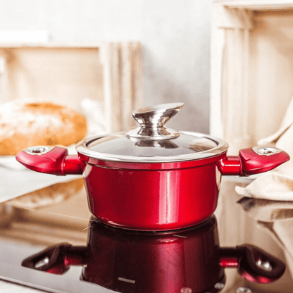 Pannenset – Kookpannenset – Koekenpannen – Pannen – Inductie Pannen – Keramische Marmeren Anti-aanbaklaag – 8-delig met Deksel