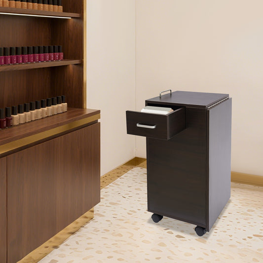 Manicure Tafel – Nageltafel – Werktafel – Schoonheidstafel – Nagelbureau – Inklapbaar – 3 Lades – Robuust MDF Metaal Donkerbruin