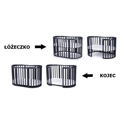 Ledikant – Babybed – Peuterbed – Wieg – Meegroeibed – Ovaal Design – Massief Beukenhout – Inclusief Matras