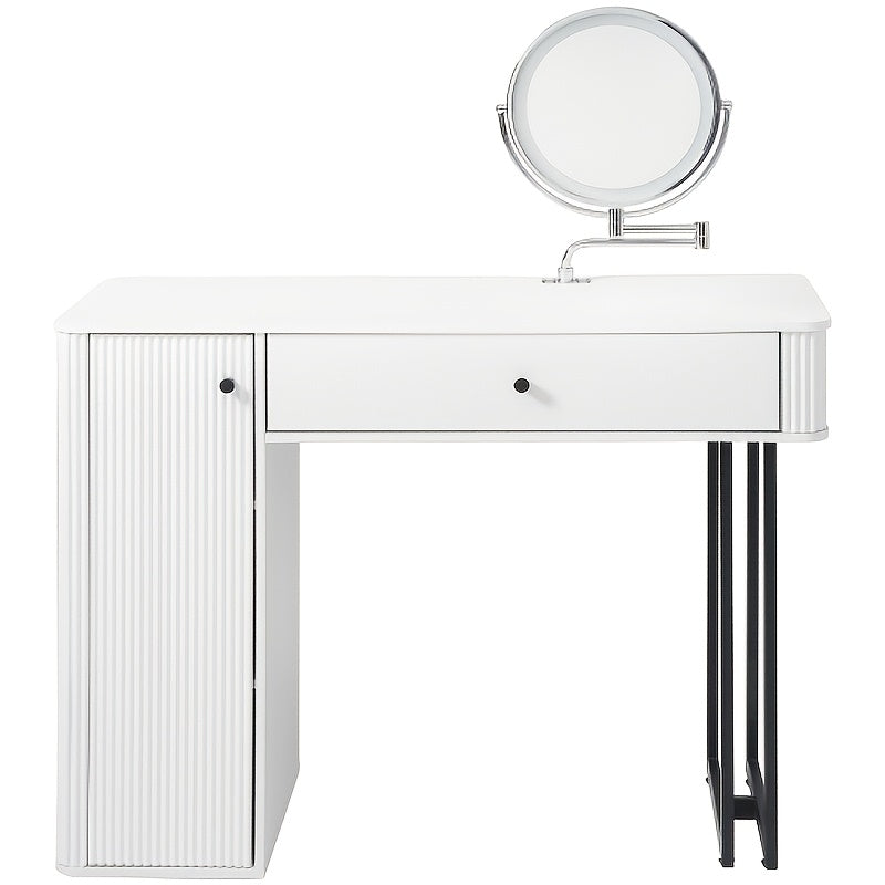1 Large Drawer Organizer Vanity Table with Large Mirror | 1 Door, Tabletop, Makeup Mirror, Gifts for Women, New Year'S Gifts, Compact Wooden Vanity with Drawer Organizer, Birthday Gift for Women, White