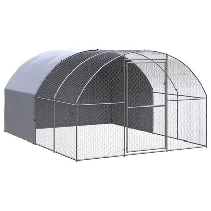 Galvanized Stainless Steel Poulailler dFTextérieur 3x4x2m - Durable Outdoor Pet Habitat with Arched Design, Ventilation Grills & Weather-Resistant Construction for Small Animals, Small Animal Shelter, Ventilated Pet House, S