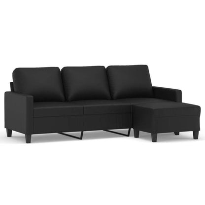 3-zitsbank – 3-persoonsbank – loungebank – zitbank – sofa – Zwart Kunstleer – Voetensteun – Weerbestendig – Onderhoudsvriendelijk