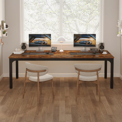 Vergadertafel – Bureautafel – Seminarietafel – Conferentietafel – Kantoortafel – Rustiek bruin MDF – 198x70 cm – Krasbestendig met Stabiel Metalen Onderstel