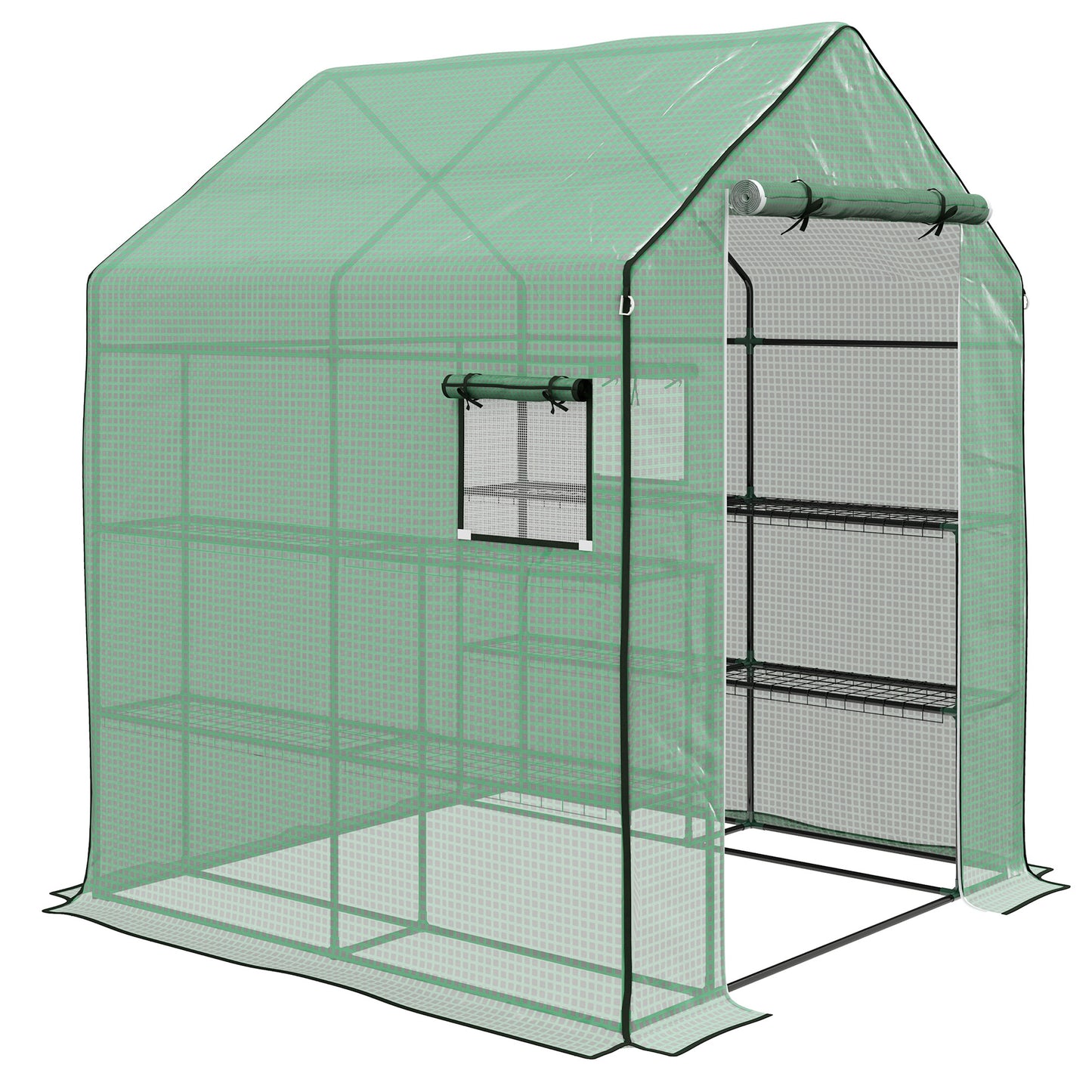 Kas – Kweekkas – Tuinkas – Serre – Groentekas – Groen – Ruime Afmetingen 140x143x190 cm – UV-bestendig 2-laags PE-doek
