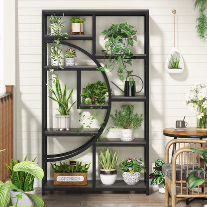 Boekenkast – Open Rek – Wandkast – Roomdivider – Opbergmeubel – Industrieel Design – 9 Vakken – Robuust Metaal & Hout Bruin