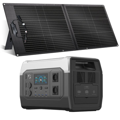 Zonnegenerator – Draagbare Generator – Powerstation – Noodstroomvoorziening – Energiecentrale – 1800W Piekvermogen – 100W Zonnepaneel