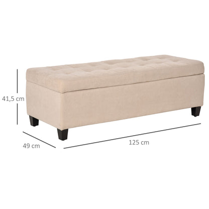 Opbergbank – Opbergkist – Zitbank – Halbank – Bedbank – Met Kussen – Linnen Look – 125x49x41,5 cm – 120 kg Draagvermogen