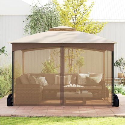 Paviljoen – Tuinpaviljoen – Partytent – Overkapping – Tuintent – 3 x 3,6 meter – Waterdicht en Winterbestendig – Inclusief 4 Muggenhorren en Zandzakken – Dubbel Dak – Khaki