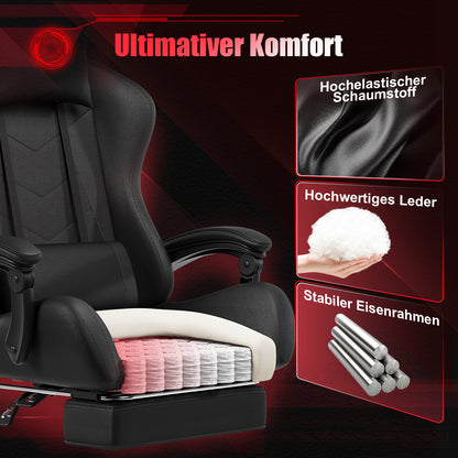 Gamingstoel – Gamestoel – Gaming Chair – Game Stoel – Bureaustoel – Ergonomisch Design – Verstelbare Rugleuning 150 kg – Kunstleer Zwart