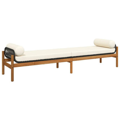 Tuinbank – Buitenbank – Patio Bank – Tuinmeubel – Loungeset – Zwart Acacia Weefsel – Weerbestendig Tungsten Stalen Frame