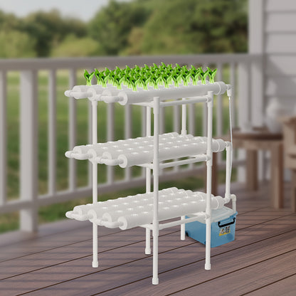 Hydroponicsysteem – Hydrocultuursysteem – Kweekset – Plantenbak – Hydrocultuur Rek – 108 Plantplaatsen – 3 Lagen – PVC-U Kunststof – Automatisch Watersysteem