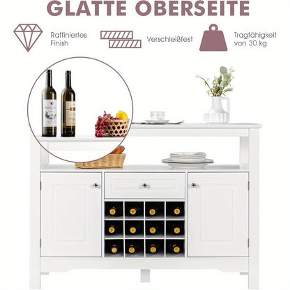 Dressoir – Buffetkast – Opbergkast – Keukenkast – Ladekast – Wit – Hout – 116x40x82 cm – Met Deuren En Lades