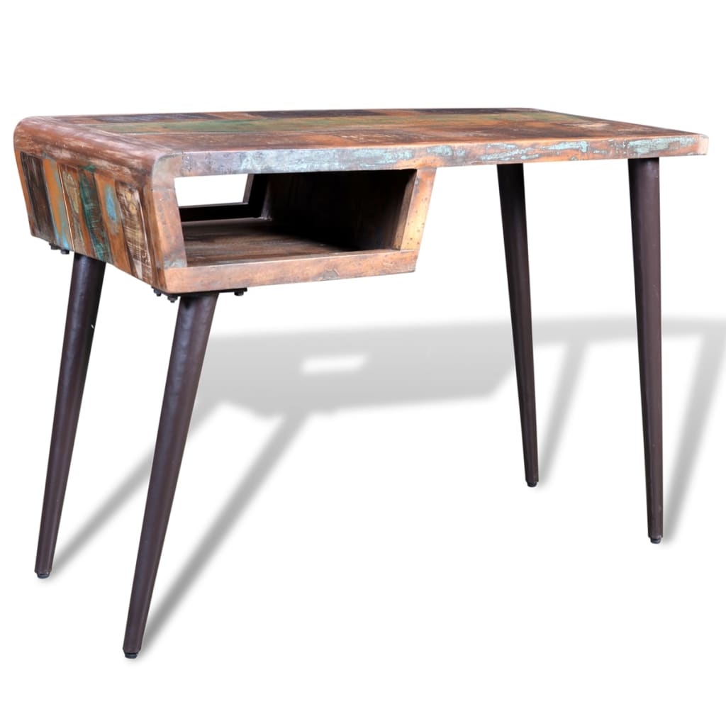 Bureau – Werkplek Tafel – Schrijfmeubel – Computertafel – Studieplek – Gerecycled Houten Blad – Stevige Metalen Poten