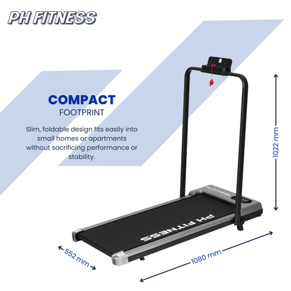 Loopband – Wandelband – Hardloopband – Walking Pad – Treadmill – Inklapbaar – 1,3 PK Motor – 1-8 km/u, 120 kg Max Belastbaar – Handgrepen Inklapbaar, Bluetooth & App