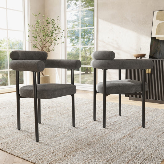 Eetkamerstoel – Stoel – Kuipstoel – Designstoel – Zitmeubel – Donkergrijs Suède – Comfortabel Ringzitvlak