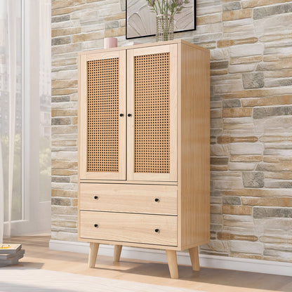 Kast – Dressoir – Opbergkast – Sideboard – Buffetkast – Eikenkleurig Spaanplaat Met Massief Dennenhouten Poot – 2 Deuren En 2 Lades – 60x40x120 cm