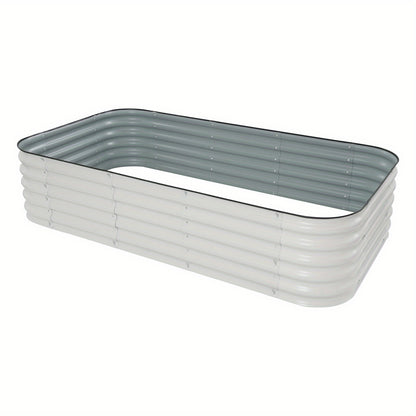 Hoogtebak – Verhoogd Plantenbed – Moestuinbak – Kruidenbak – Bloembak – Wit Metaal – 240x60x43 cm – Duurzaam & Veilig Met Beschermstrips