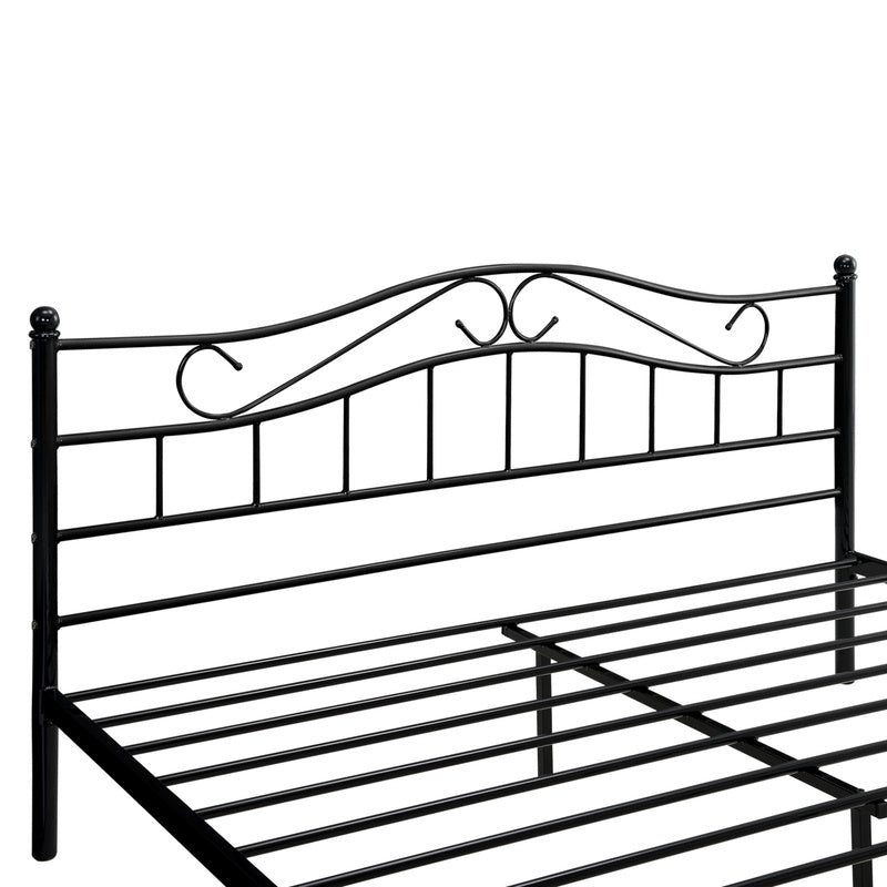 Metalen Bed – Stalen Bed – Kinderbed – Eenpersoonsbed – Tweepersoonsbed – Mat Wit – 140 x 200 cm – Stevig Metalen Frame – Inclusief Lattenbodem
