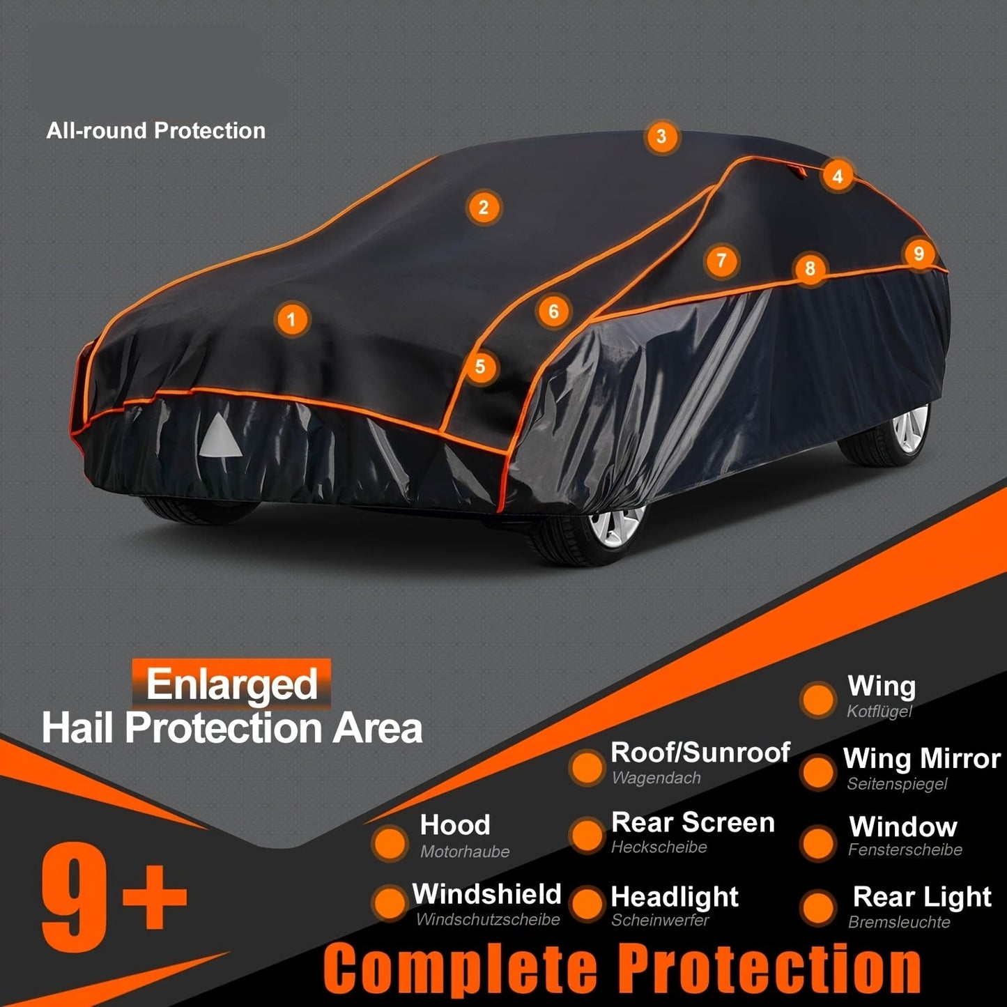 Autohoes – Autobeschermhoes – Dekhoes Auto – Beschermhoes Hogedichtheid – Hagelbestendig – Ademend – 490 x 185 cm – 5 mm EVA Materiaal – Windbestendig