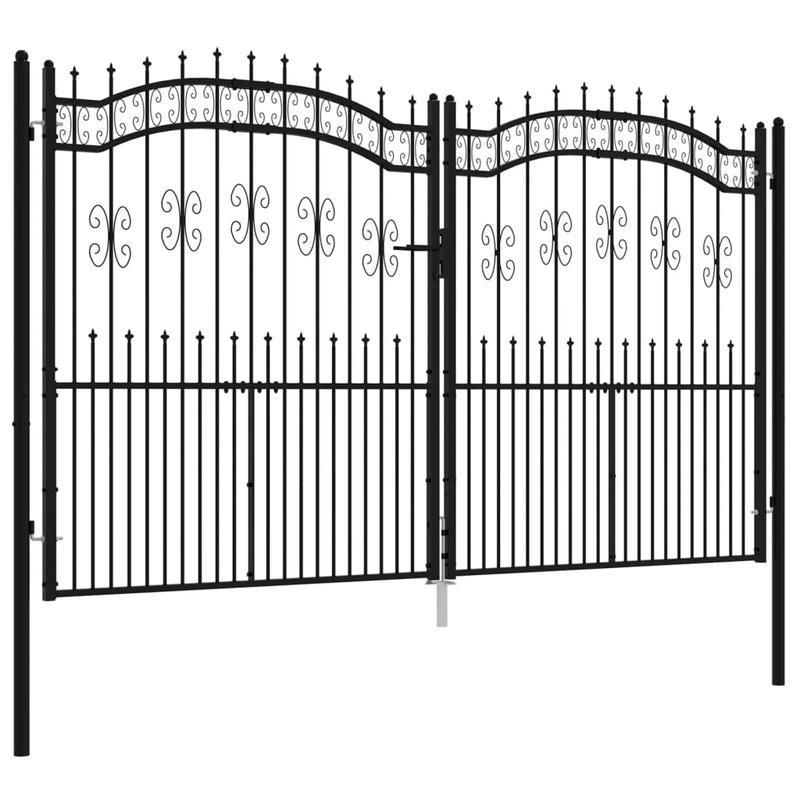 Poort Met Latten – Tuinpoort – Hekwerk – Afsluiting – Toegangspoort – Gepoedercoat Staal – 305x223 Cm – Stevig En Weerbestendig