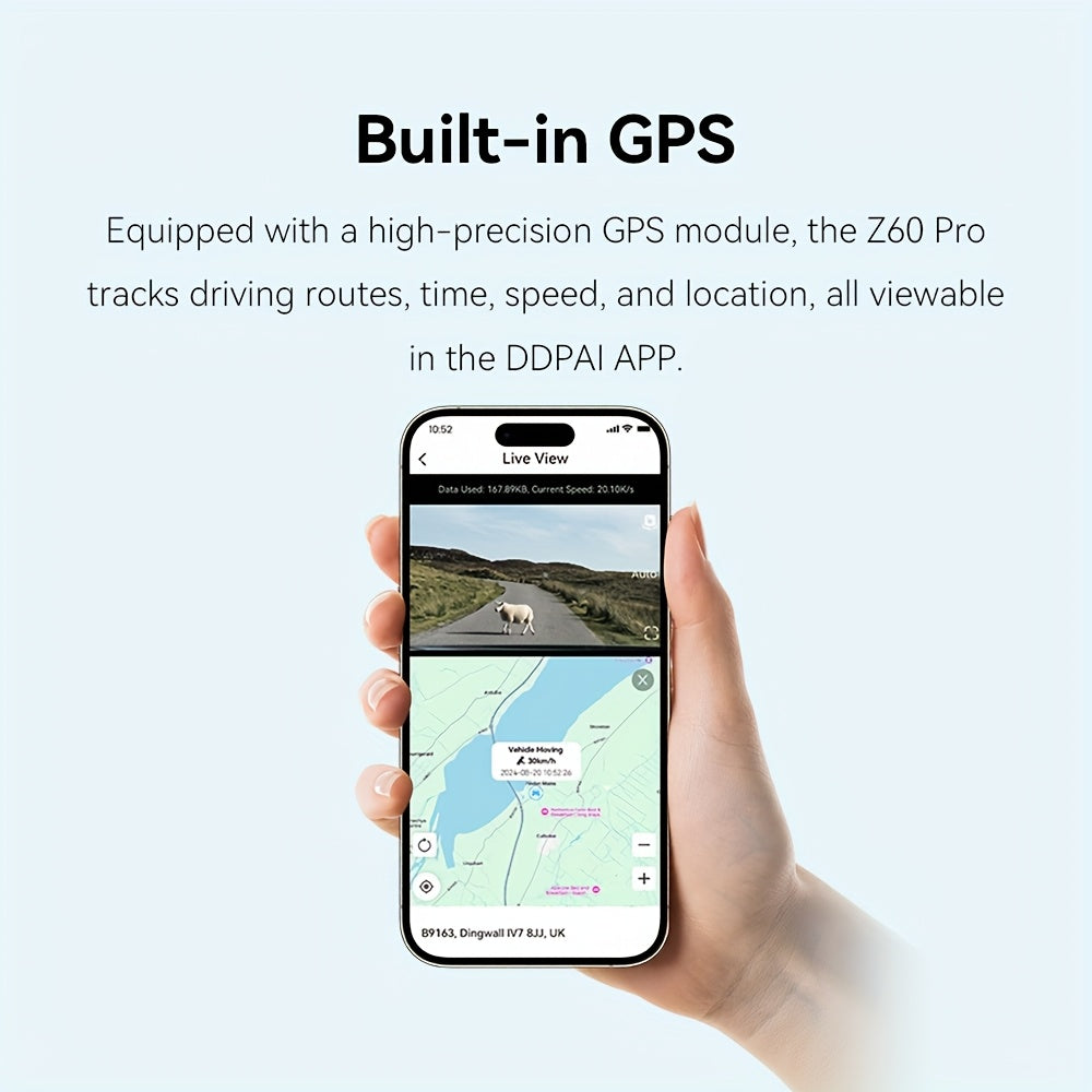 DDPAI Z60 Pro Dash Cam, Car Dash Cam Front And Rear, Dash Cam for Cars, Wifi Dash Camera, Dash Cam with Phone App, Front And Rear Dash Camera, Super Night Vision, Security Monitoring, Dual Channel, Super Night Vision with Loo