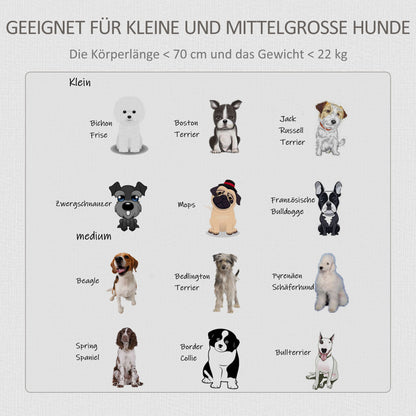 Hondenbench – Hondenkooi – Transportbench – Hondenhok – Dierenbench – Vergrendelbare Hondenbench – Stevig Houten Frame – Verstelbare Voetjes – Grijs-Witte Kleur