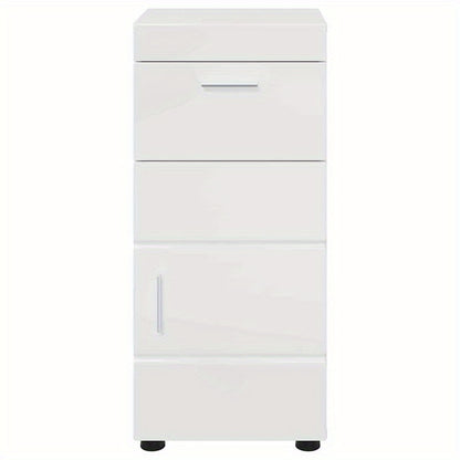 Hoogglans Witte Badkamerkast – Badmeubel – Opbergkast – Badkamerkastje – Kastje – Compact Formaat 37x31,5x82 cm – Duurzaam Verwerkt Hout