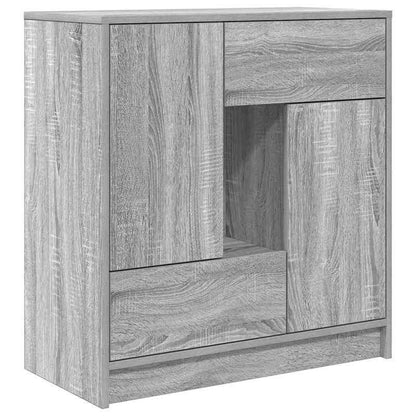 Sidetable – Sidetable Met Laden – Opbergkast – Kastje – Dressoir – Grijs – Massief Pijnhout – Compacte Afmetingen 70,5x34x74,5 cm