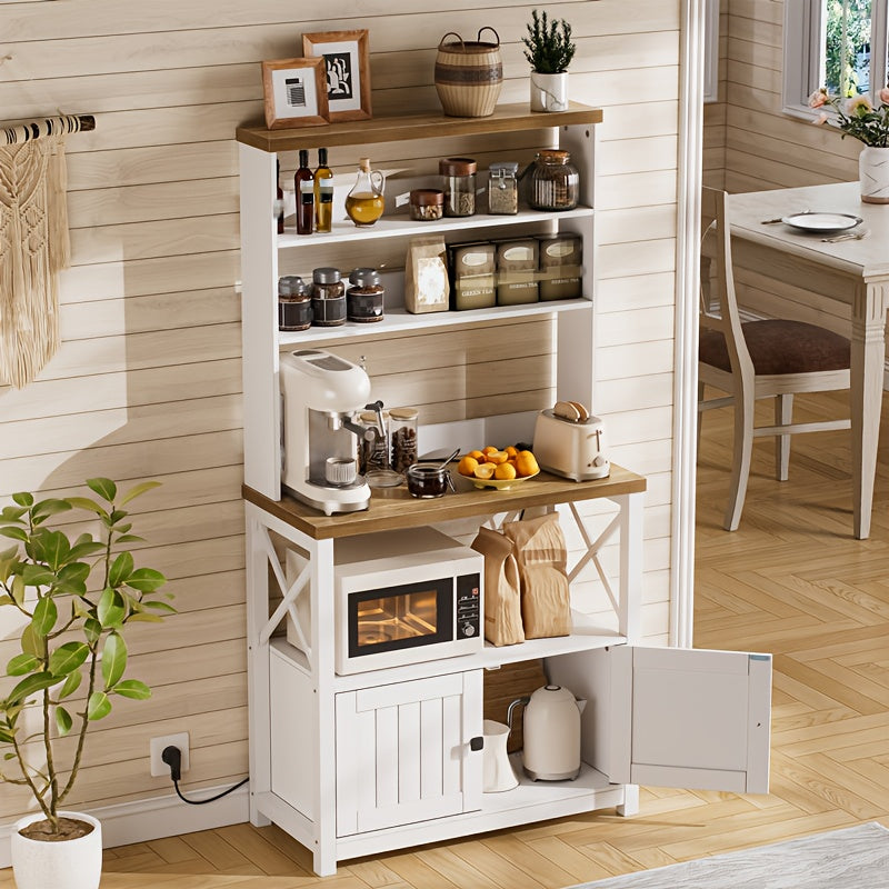 Keukenkast – Keukenopbergkast – Voorraadkast – Buffetkast – Kast – Wit – Groot Opbergvolume – Duurzaam MDF & Metaal – 160x81x37 cm – Vrijstaand – Eenvoudige Montage