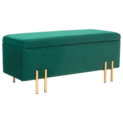 Opbergbank – Zithoekbank – Opbergbank – Kistbank – Gestoffeerde Bank – Groen – Rubberen Hout Frame – Met Foam Vulling – 100x40x42 cm – Met Metaalpoten