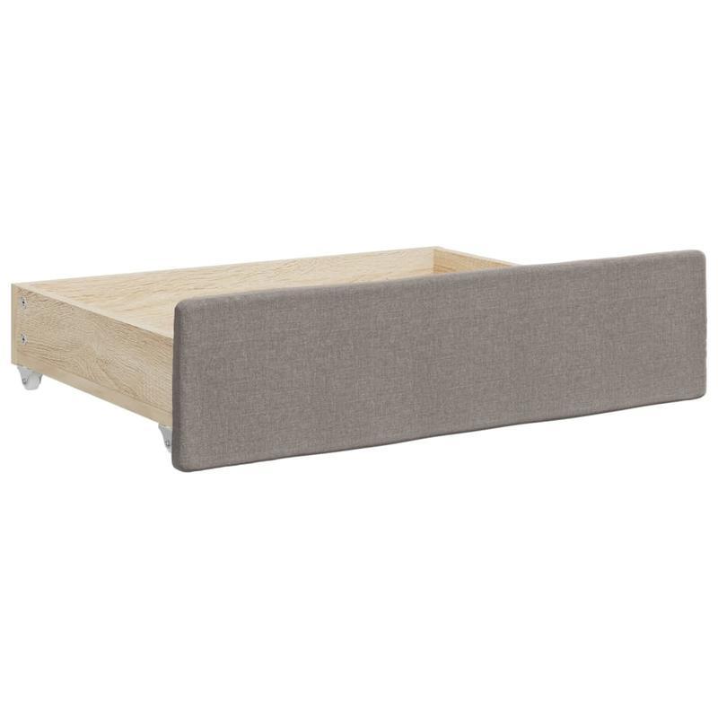 Slaapbank – Bedbank – Sleeperbank – Bedbank Met Lade – Uitklapbare Sofa – Taupe – 90x200 cm – Duurzaam Hardhouten Frame – Comfortabele Button-Tufted Bekleding