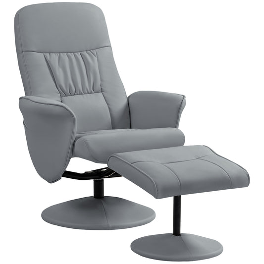Fauteuilset – Relaxfauteuil – Ligstoel – Stoel Met Voetenbank – Verstelbare Fauteuil – Lichtgrijs – Verstelbare Hoogte – Kantelbare Rugleuning
